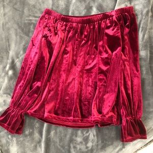 Red Velvet Off The Shoulder Top